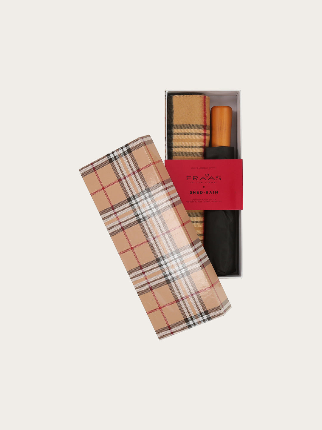 Geschenkset mit FRAAS Plaid Cashmink-Schal und Regenschirm