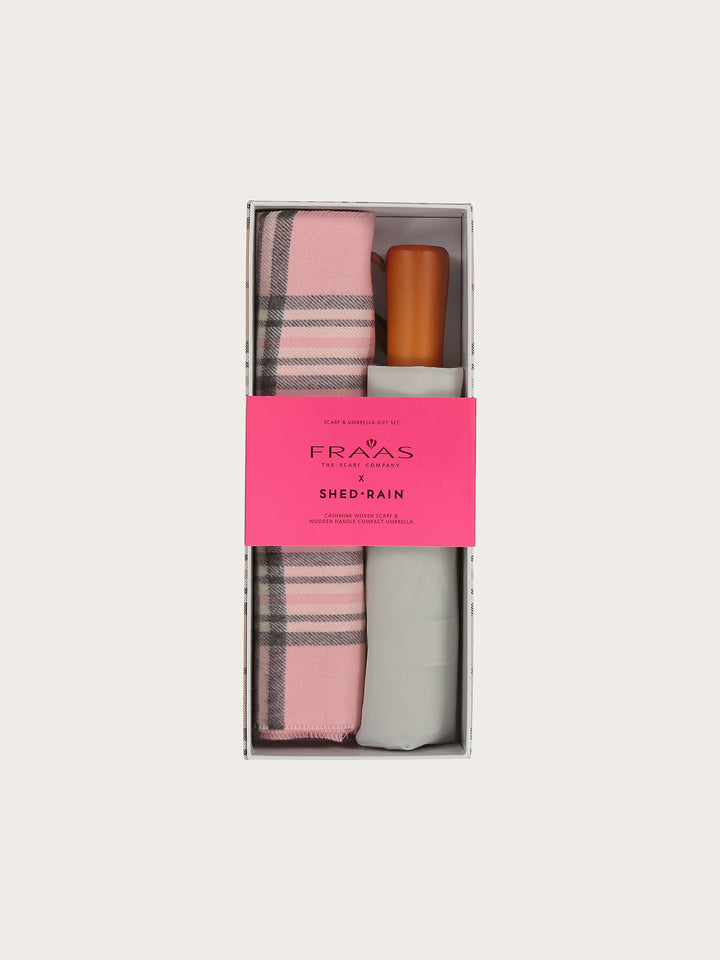 Geschenkset mit FRAAS Plaid Cashmink-Schal und Regenschirm