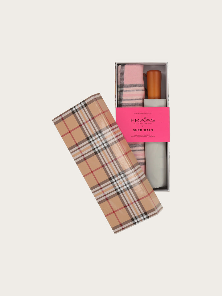 Geschenkset mit FRAAS Plaid Cashmink-Schal und Regenschirm