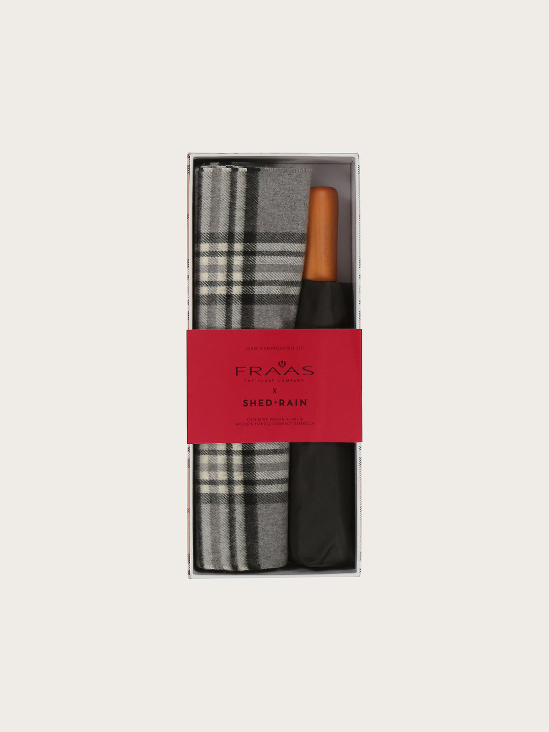 Geschenkset mit FRAAS Plaid Cashmink-Schal und Regenschirm