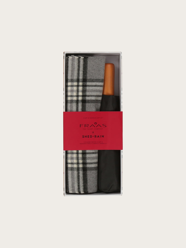 Geschenkset mit FRAAS Plaid Cashmink-Schal und Regenschirm