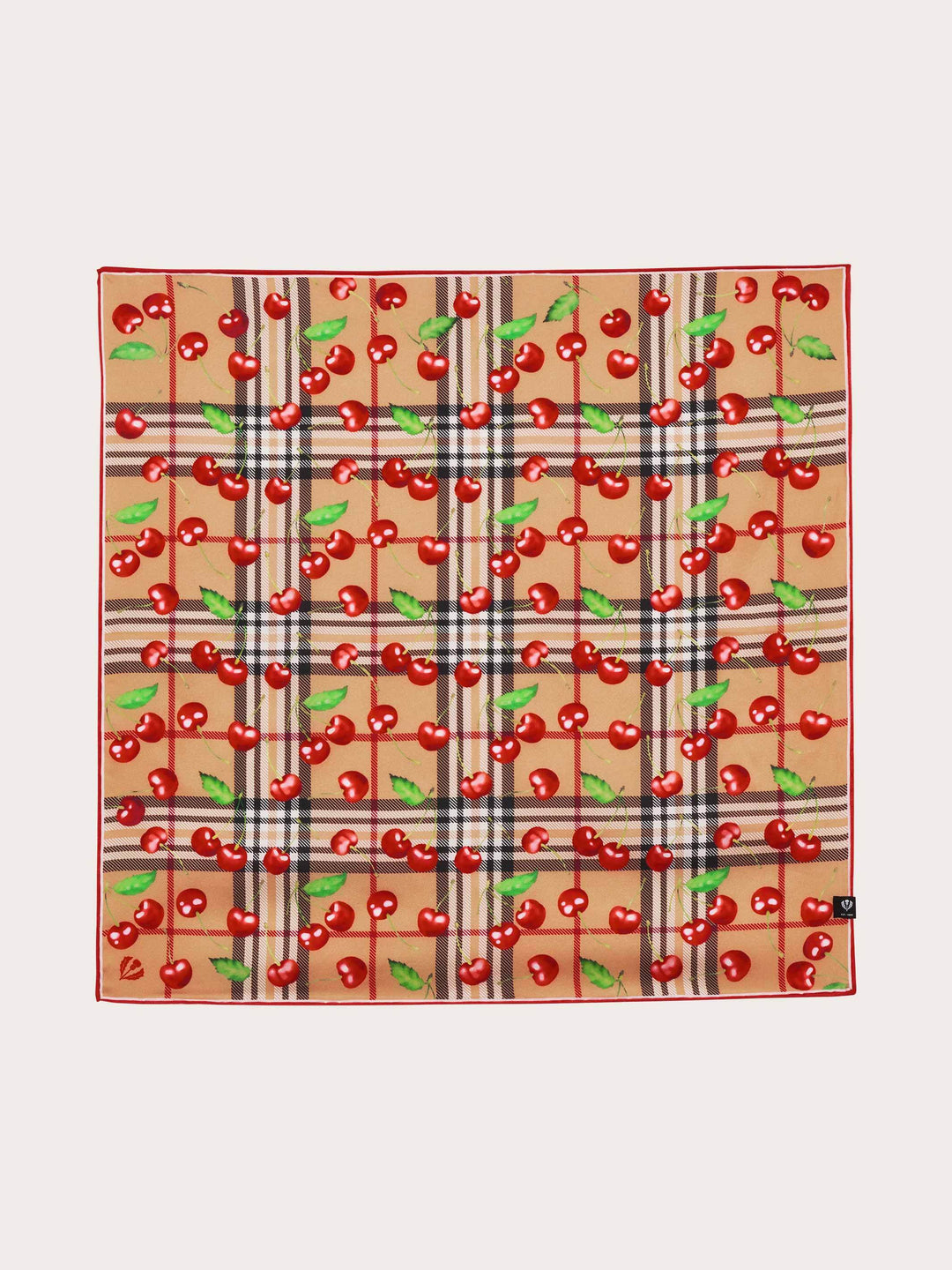 Nickituch mit FRAAS Plaid Karo und Kirschen-Print aus reiner Seide