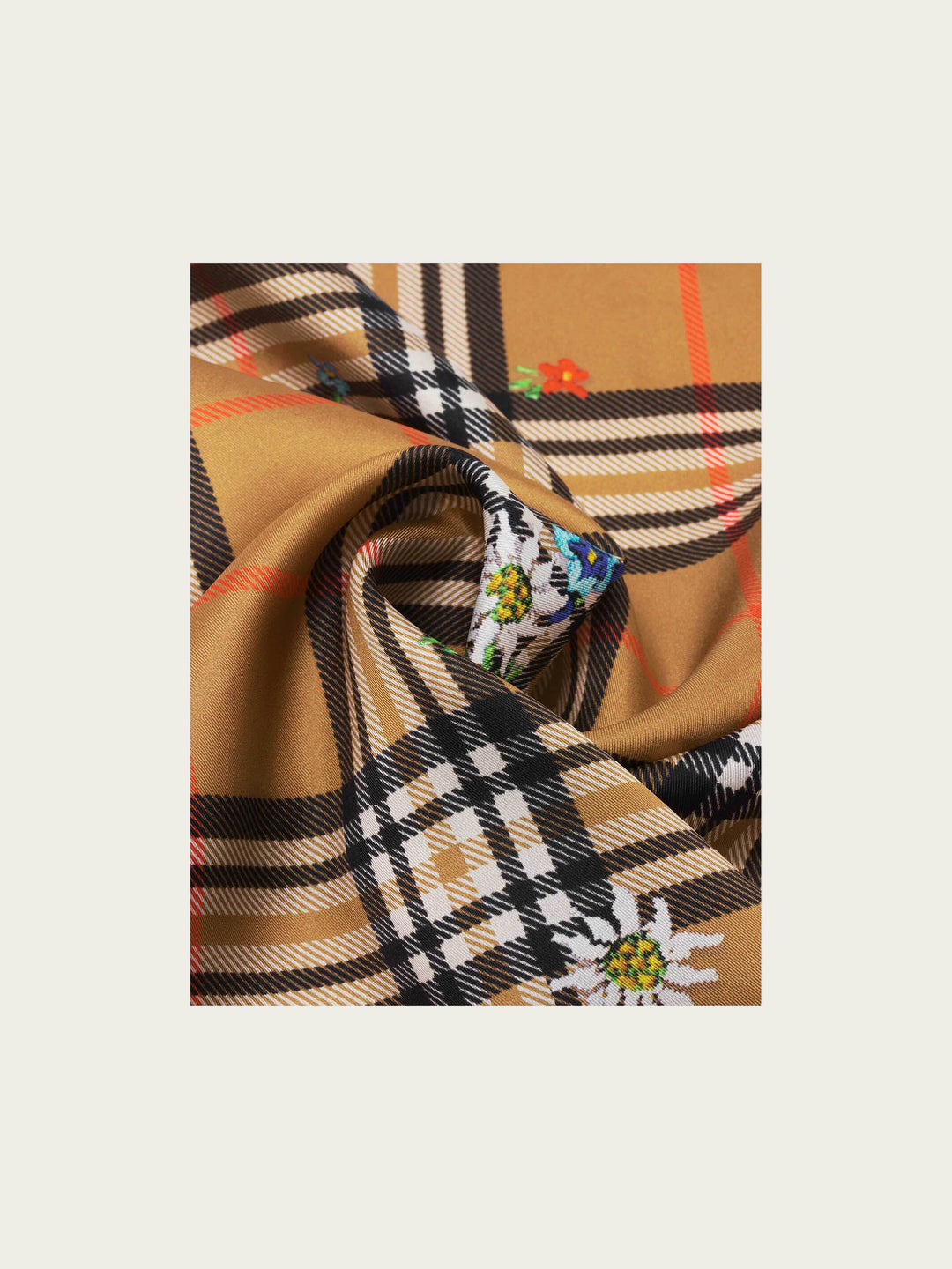 Nickituch mit FRAAS Plaid Karo und Blumen im Trachten-Design aus reiner Seide