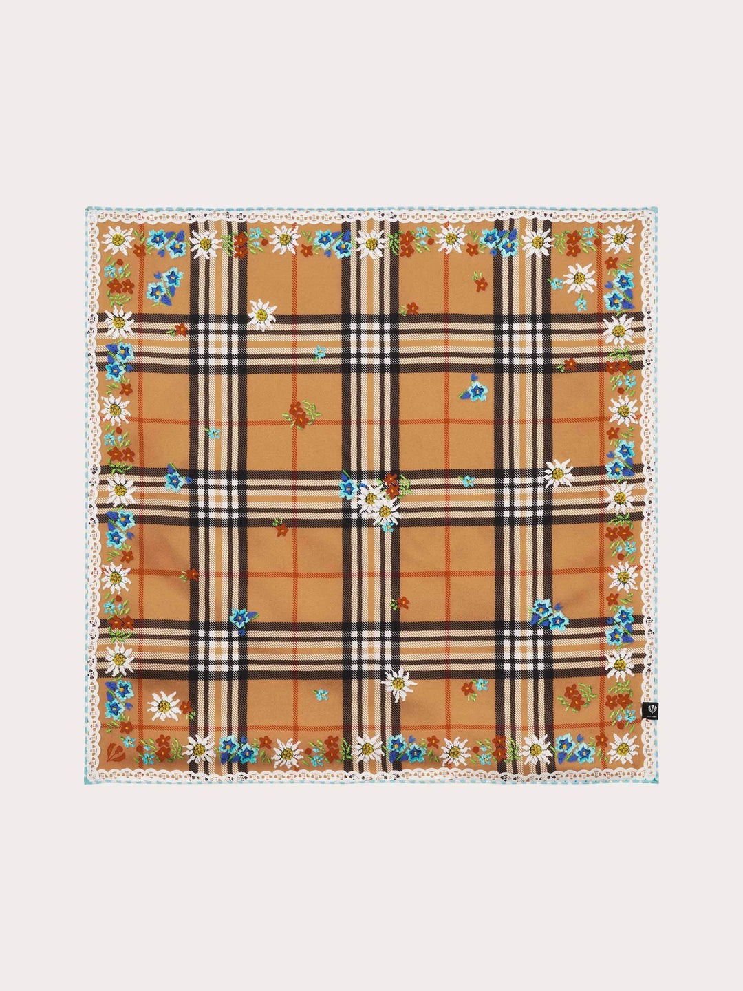 Nickituch mit FRAAS Plaid Karo und Blumen im Trachten-Design aus reiner Seide
