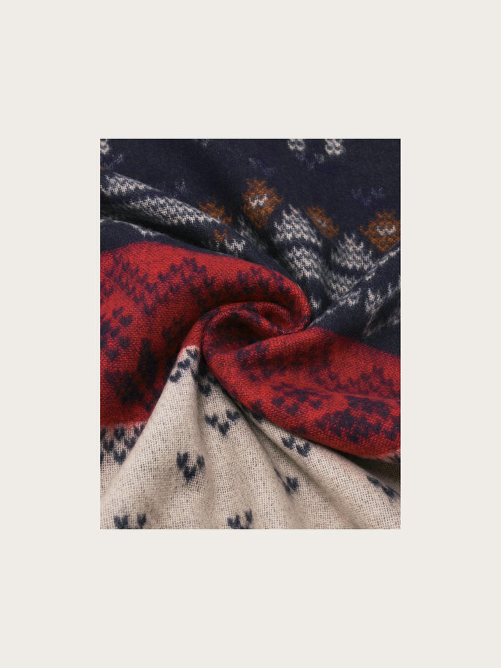Cashmink-Schal mit winterlichem Muster-Mix