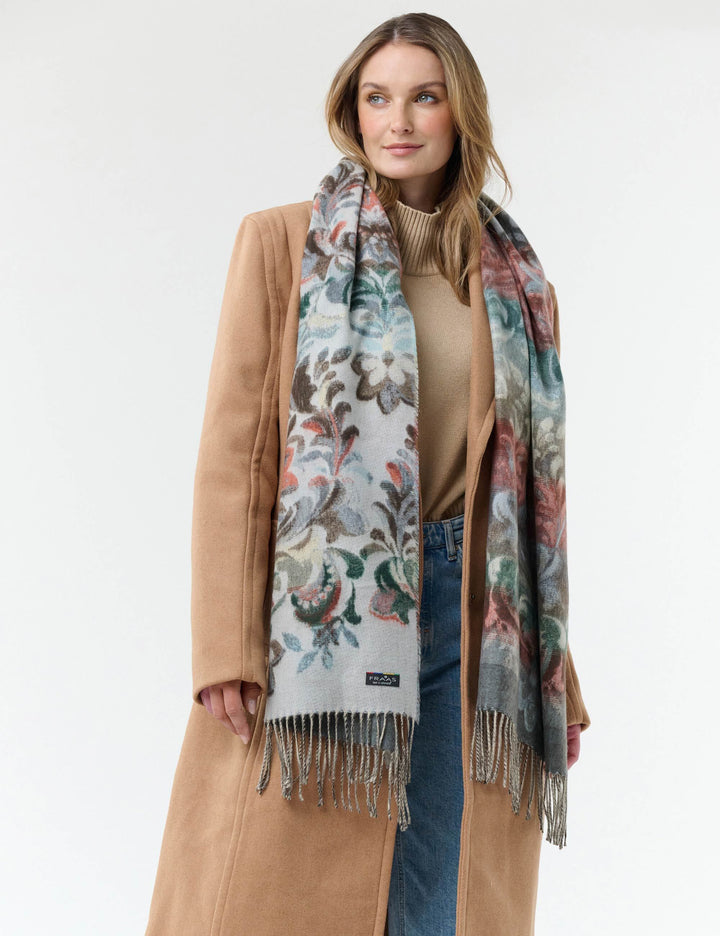 Cashmink-Schal mit romantischem Blumen- und Ranken-Design
