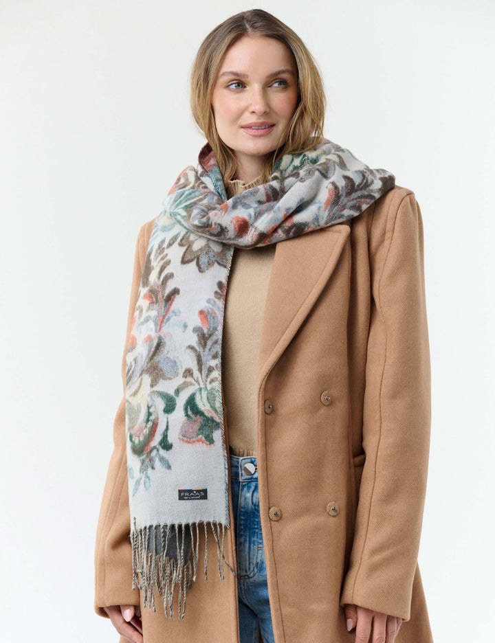Cashmink-Schal mit romantischem Blumen- und Ranken-Design