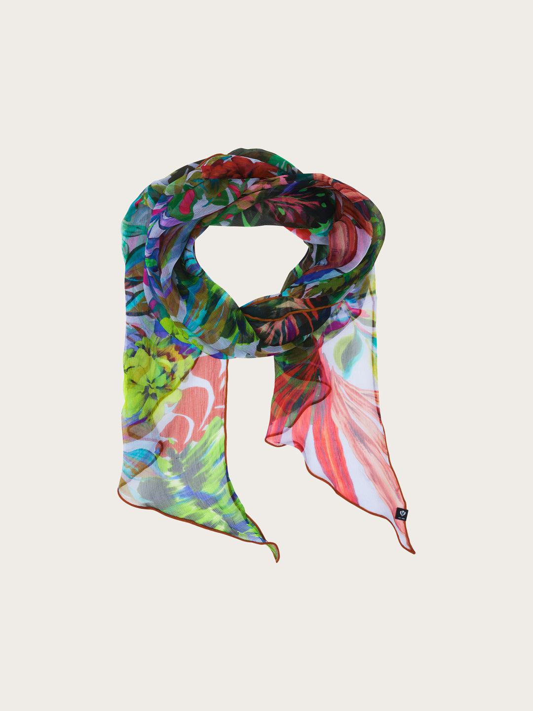 Langer Seidenschal mit Blumen-Design im Bias Cut