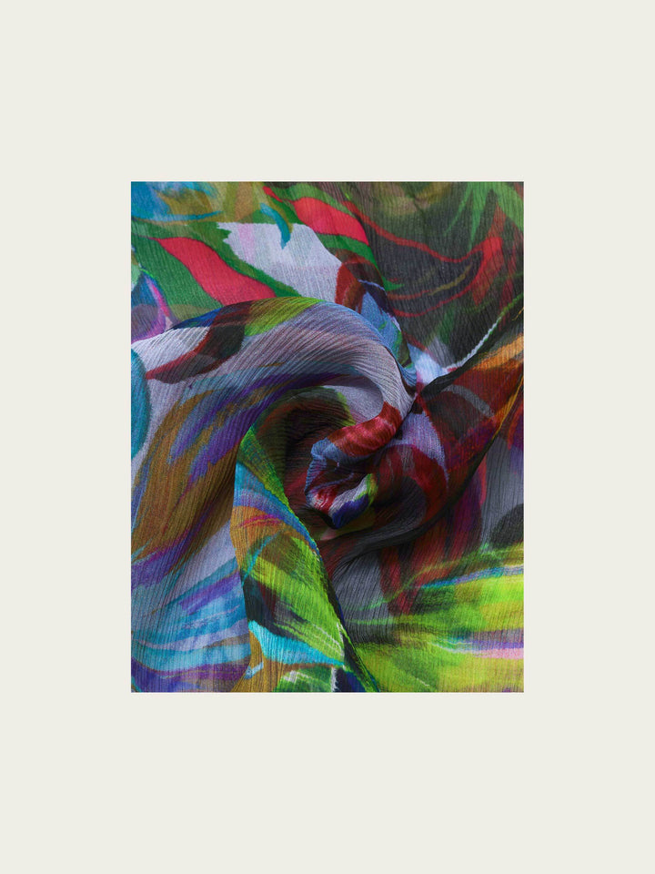 Langer Seidenschal mit Blumen-Design im Bias Cut