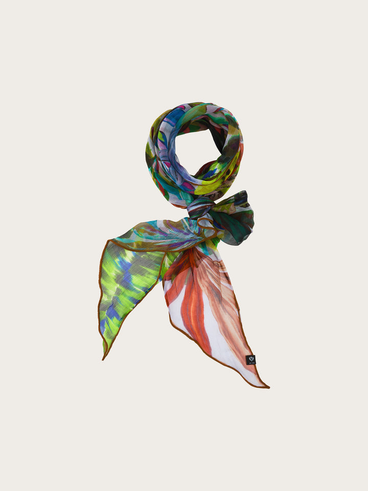 Langer Seidenschal mit Blumen-Design im Bias Cut