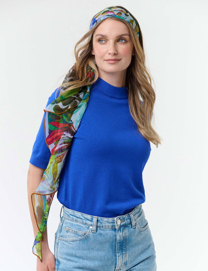 Langer Seidenschal mit Blumen-Design im Bias Cut