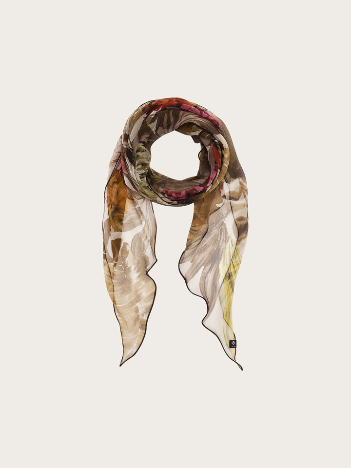 Langer Seidenschal mit Blumen-Design im Bias Cut