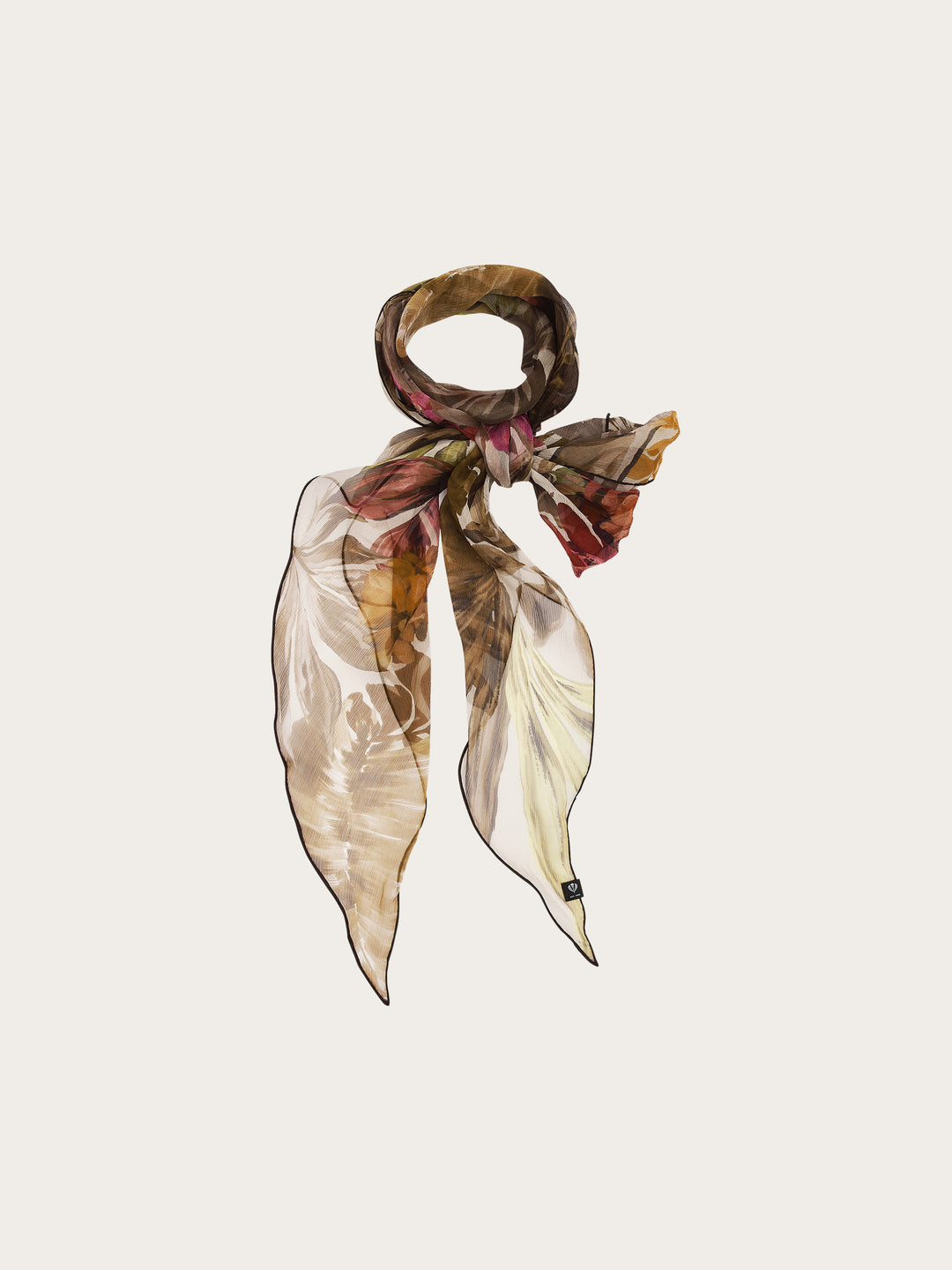 Langer Seidenschal mit Blumen-Design im Bias Cut