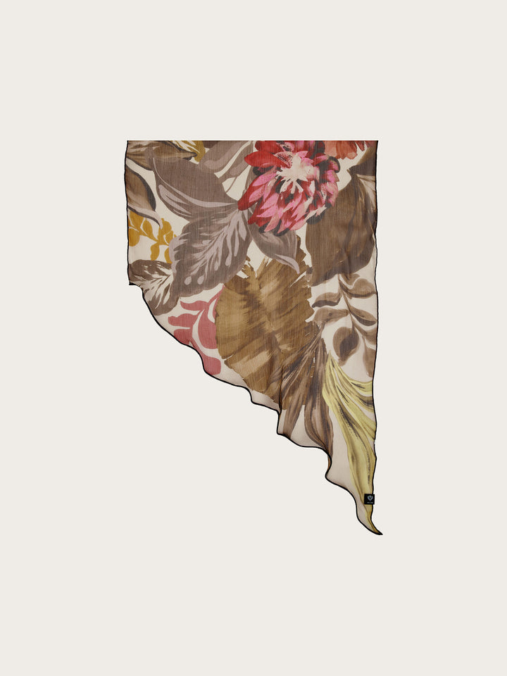 Langer Seidenschal mit Blumen-Design im Bias Cut
