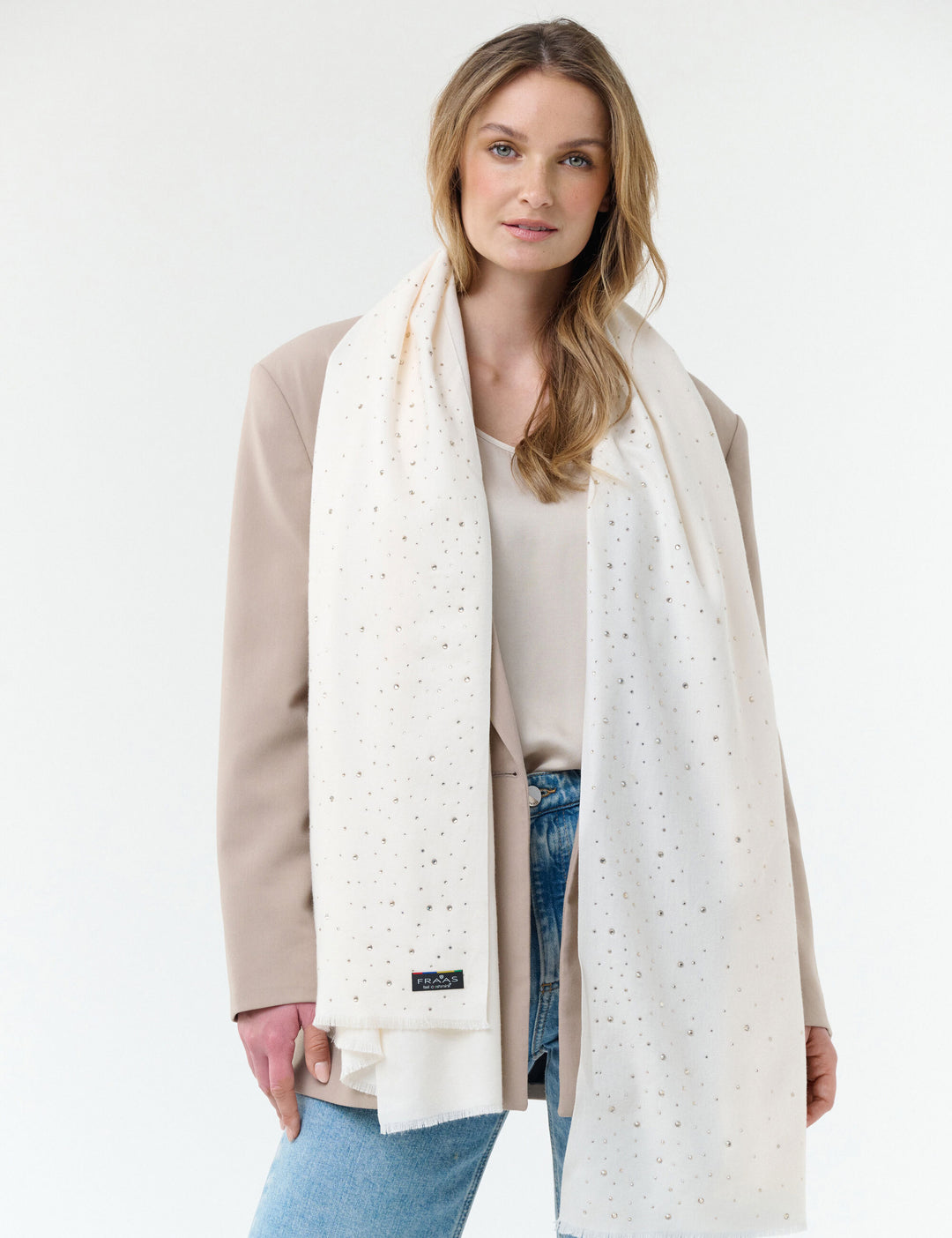 Elegante Cashmink-Stola mit Strass-Steinchen
