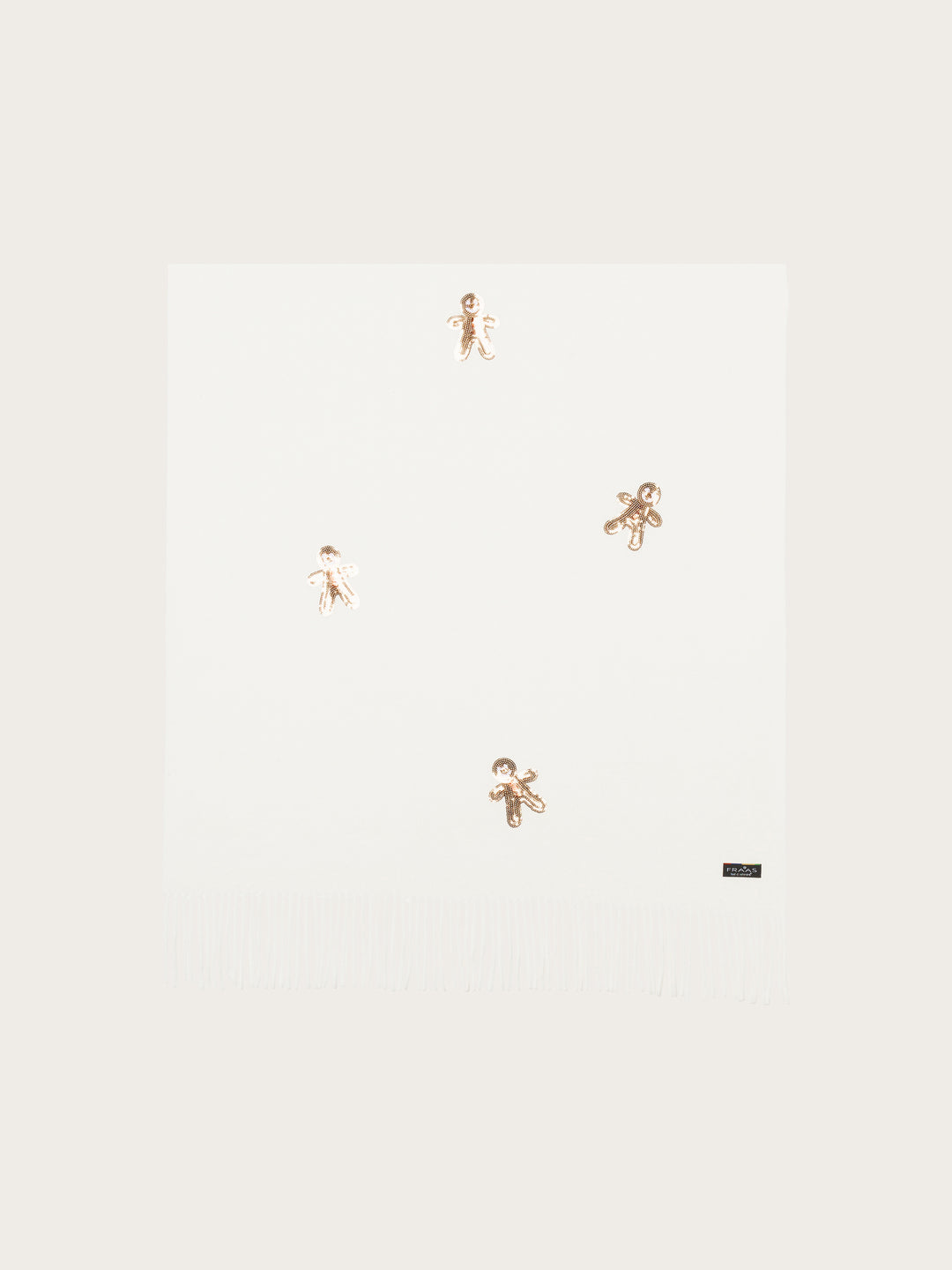 Cashmink-Schal mit glänzenden Pailletten-Pfefferkuchenmännchen