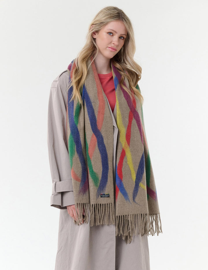 Cashmink-Stola mit farbigem Pinselstrich-Design