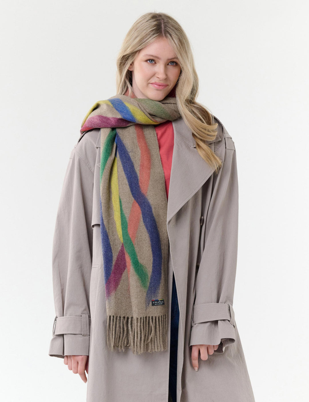 Cashmink-Stola mit farbigem Pinselstrich-Design