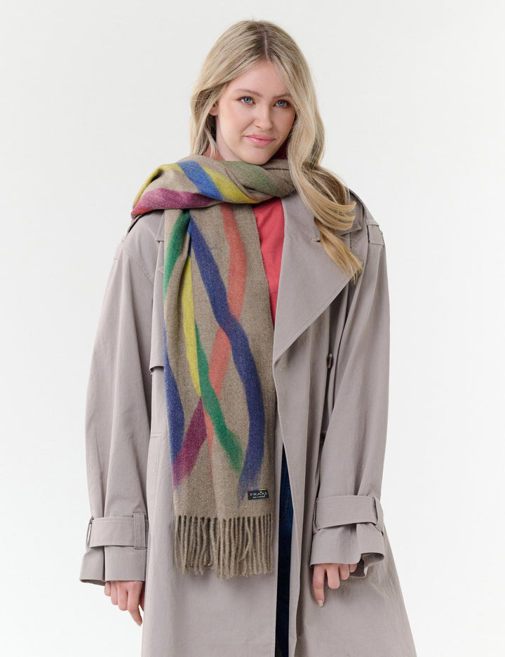 Cashmink-Stola mit farbigem Pinselstrich-Design
