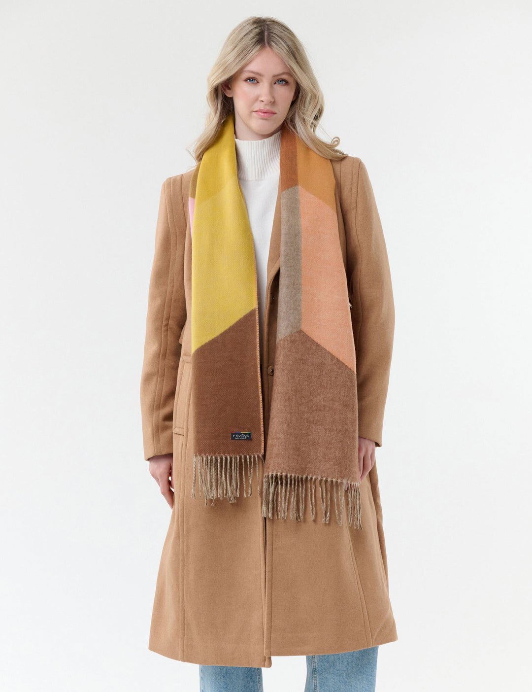 Cashmink-Schal mit geometrischem Colour Block Design