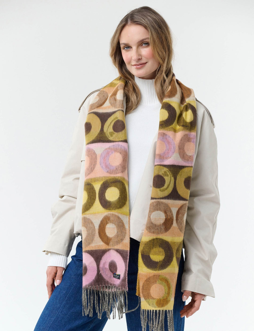 Cashmink-Schal mit geometrischem Kreis-Design