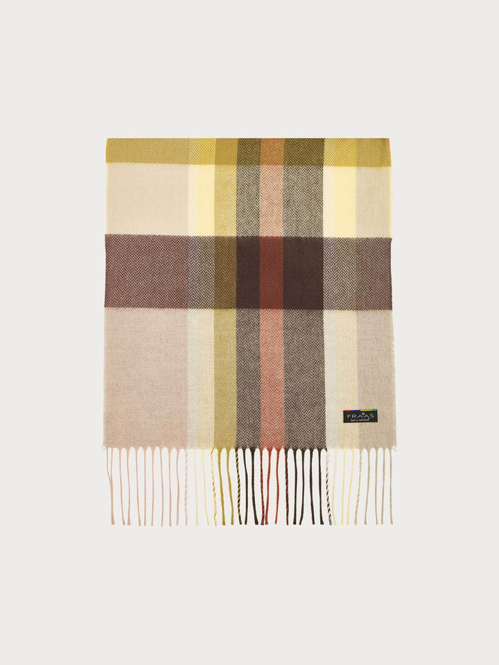 Karierter Cashmink-Schal mit kleinem, elegantem Fischgrät-Muster