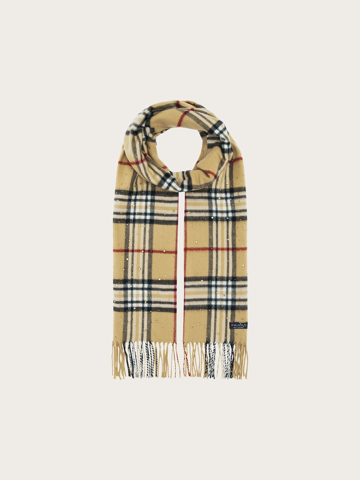 Eleganter Cashmink-Schal mit FRAAS Plaid Karo und Strass-Steinchen