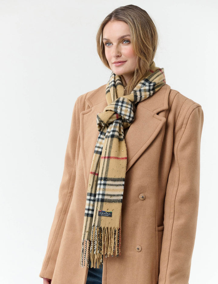 Eleganter Cashmink-Schal mit FRAAS Plaid Karo und Strass-Steinchen