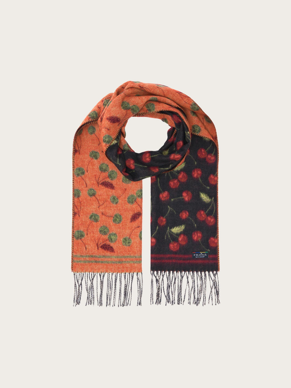 Doubleface Cashmink-Schal mit Kirschen-Design in knalligen Farben