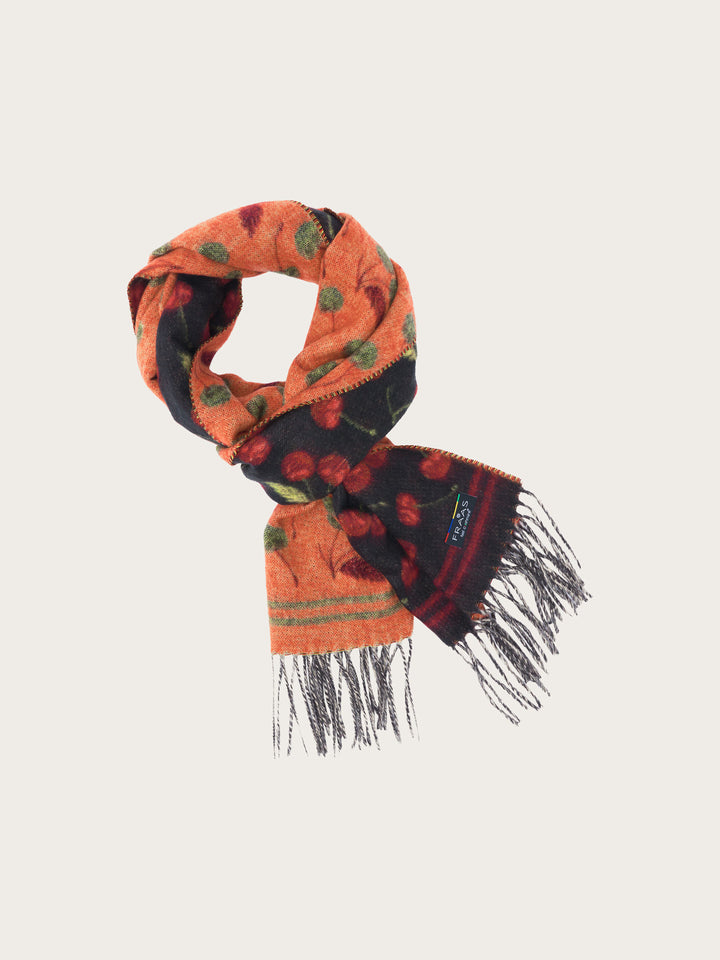 Doubleface Cashmink-Schal mit Kirschen-Design in knalligen Farben
