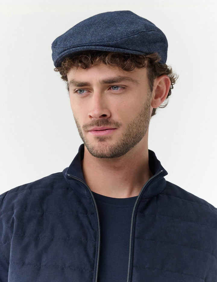 bugatti Flatcap mit Fischgrät-Design mit Wollanteil