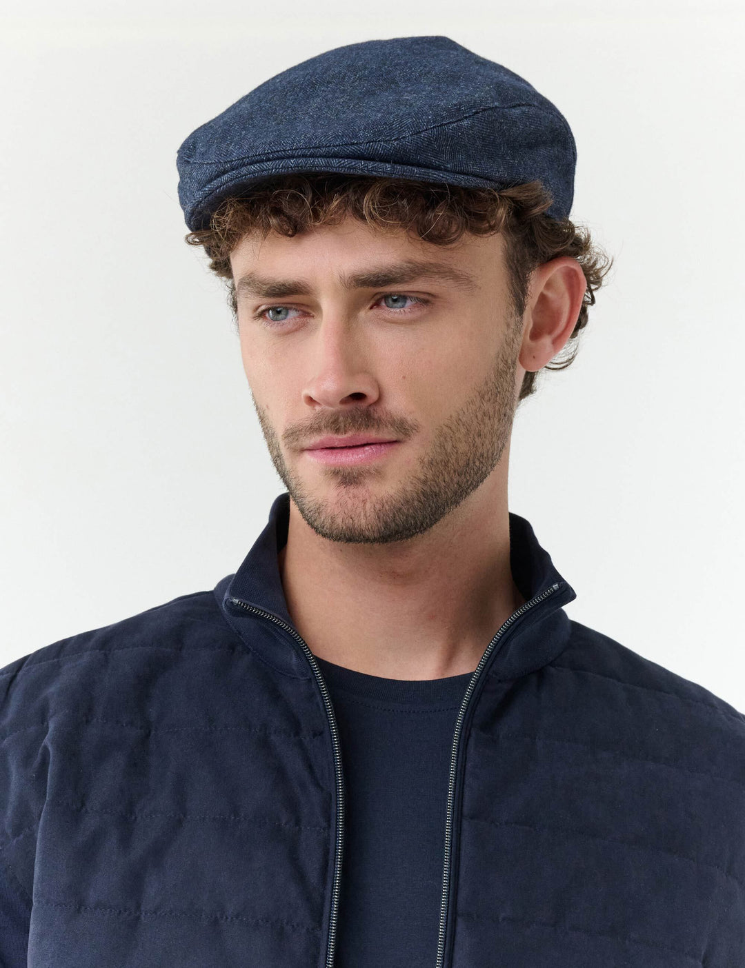 bugatti Flatcap mit Fischgrät-Design mit Wollanteil