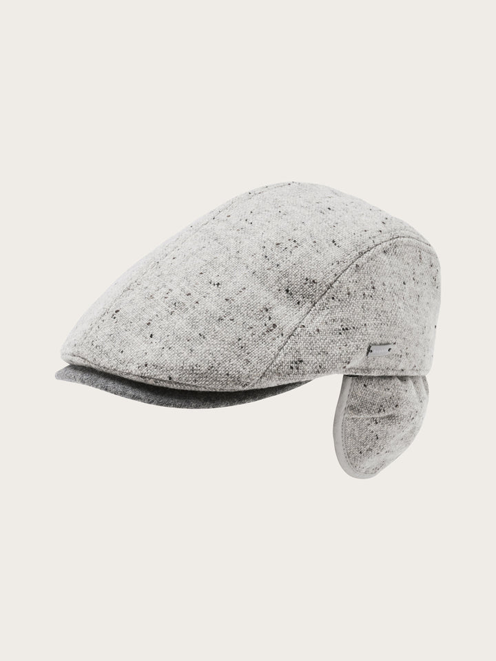 Winddichte bugatti Tweed-Flatcap mit Ohrenklappen