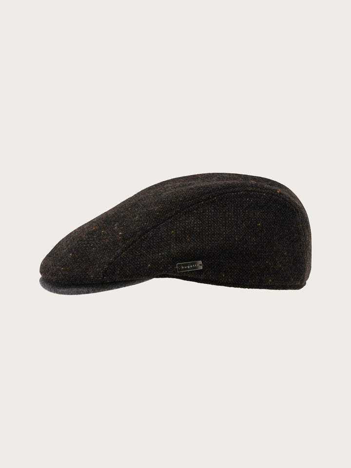 Winddichte bugatti Tweed-Flatcap mit Ohrenklappen