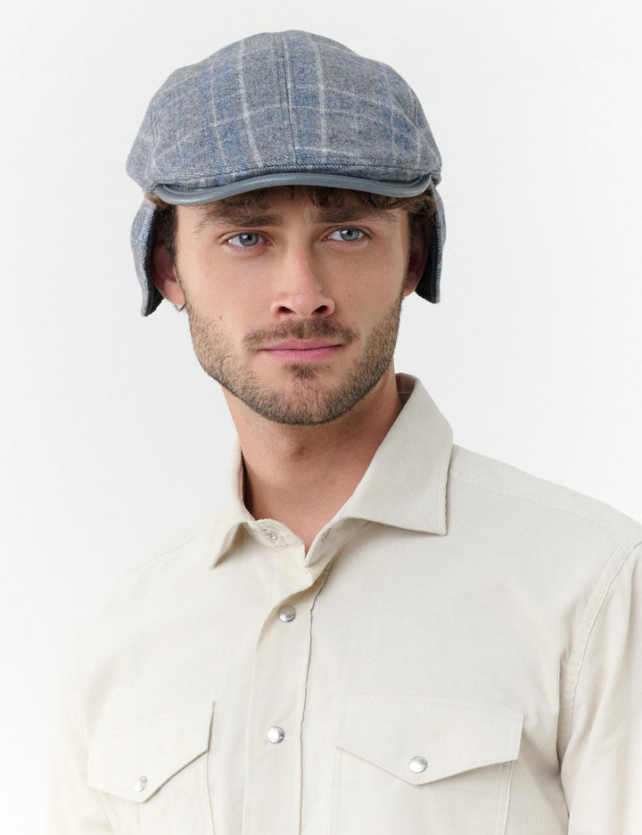 Winddichte bugatti Flatcap mit Karo-Design und Ohrenklappen