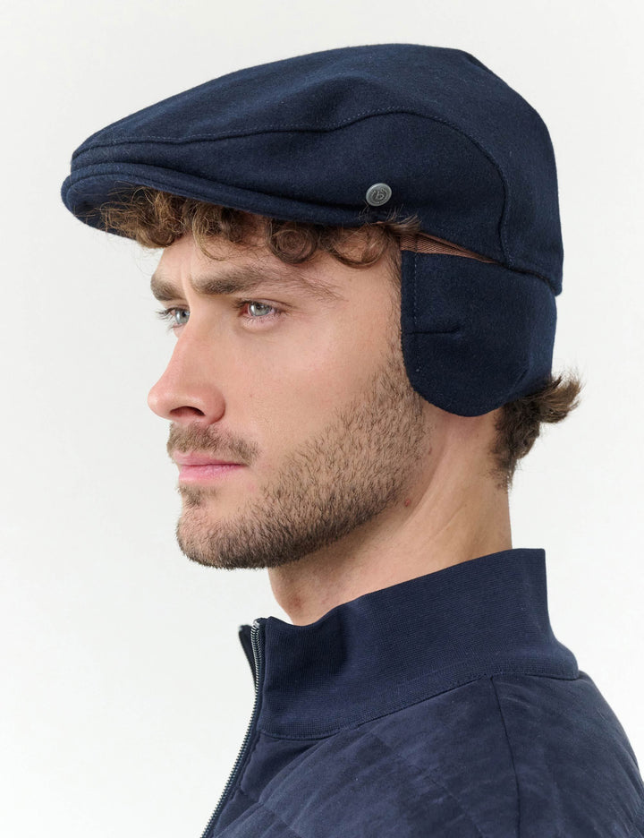 Winddichte, einfarbige bugatti Flatcap mit Ohrenklappen