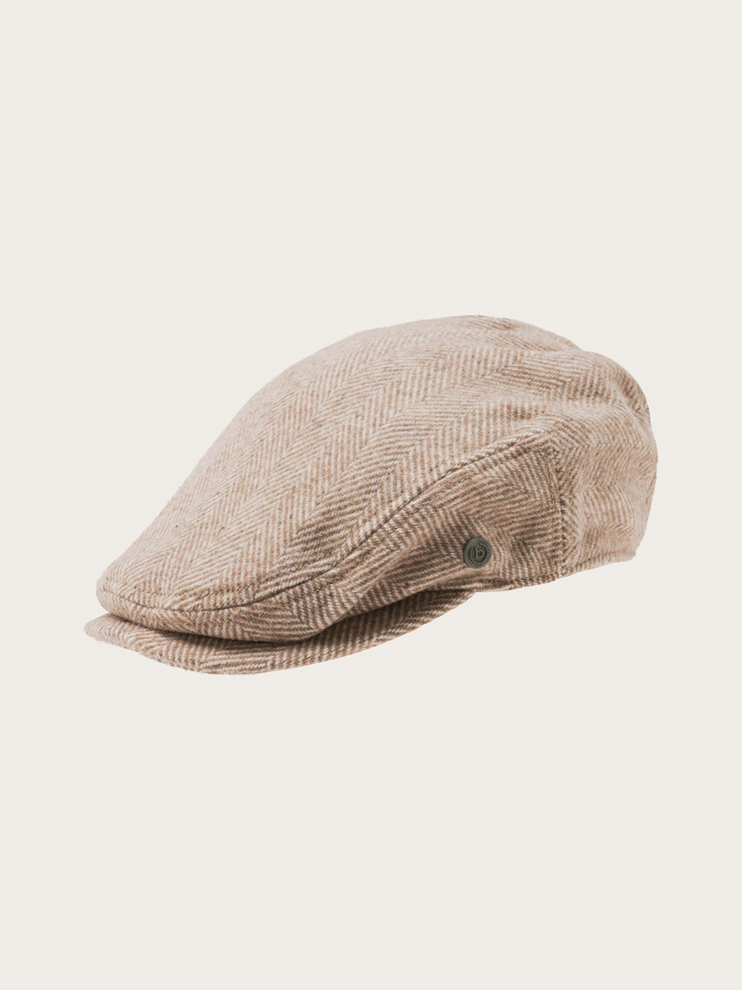 Melierte bugatti Flatcap mit Fischgrät-Design in Wollmischung