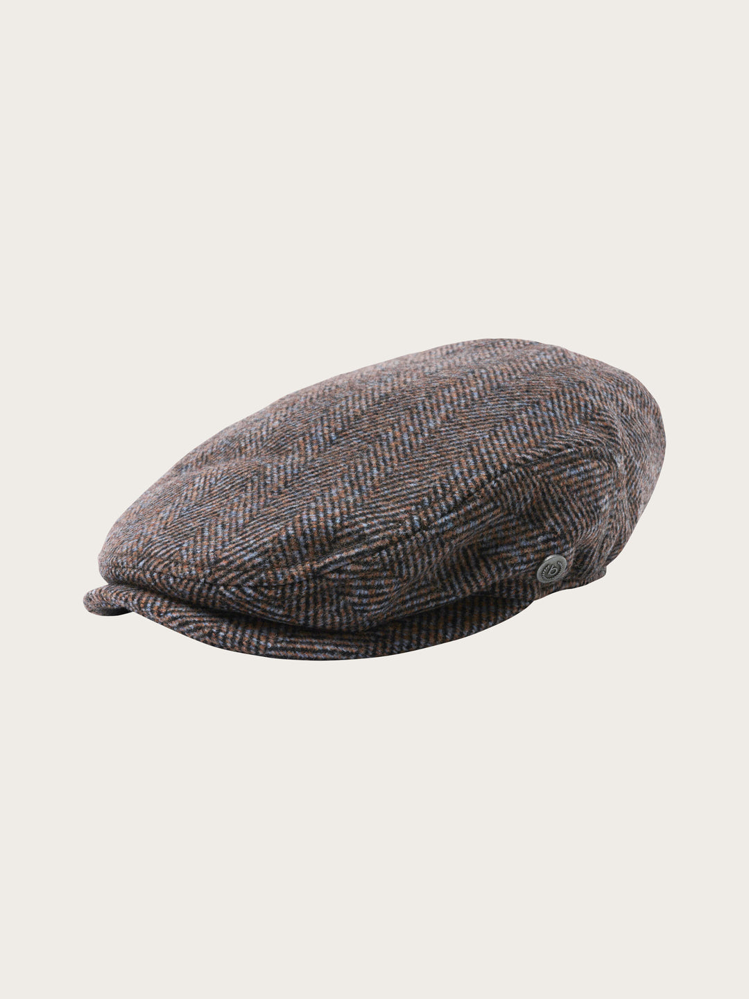 Melierte bugatti Flatcap mit Fischgrät-Design in Wollmischung