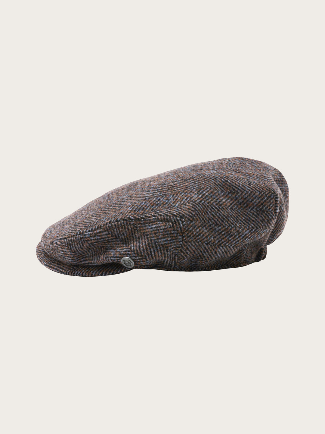 Melierte bugatti Flatcap mit Fischgrät-Design in Wollmischung