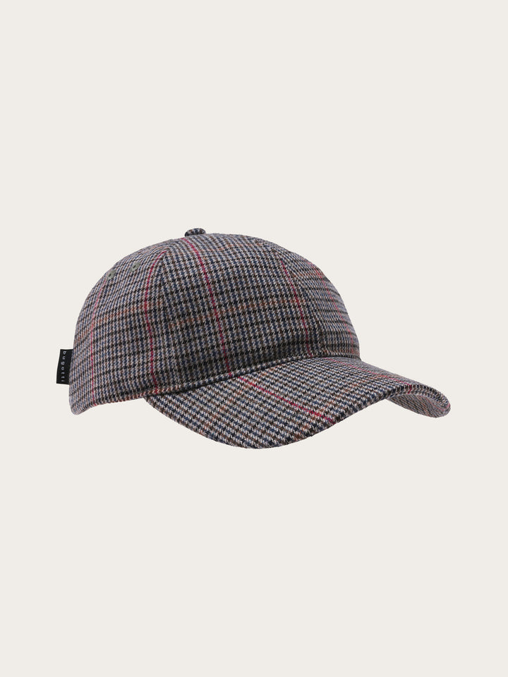 bugatti Basecap mit klassischem Glencheck-Karo in Wollmischung