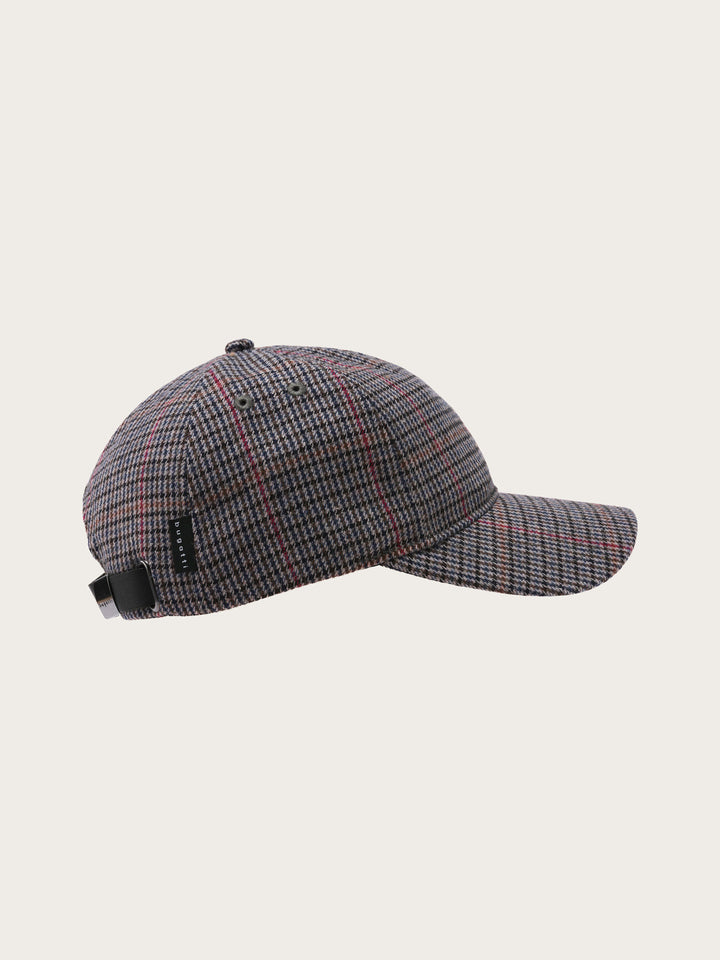 bugatti Basecap mit klassischem Glencheck-Karo in Wollmischung