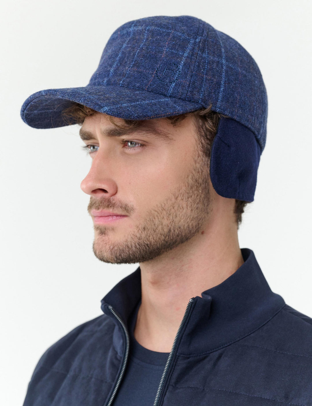 Winddichte bugatti Basecap mit Karo-Design und Ohrenklappen