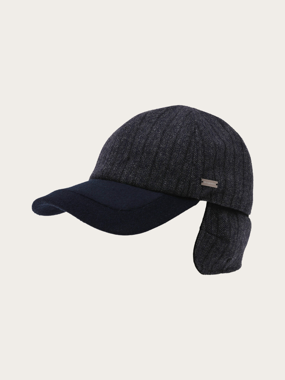 Winddichte bugatti Basecap mit Fischgrät-Design und Ohrenklappen