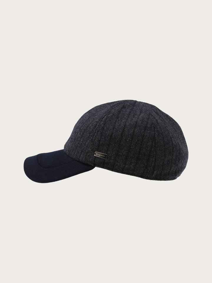 Winddichte bugatti Basecap mit Fischgrät-Design und Ohrenklappen