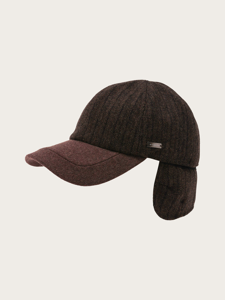Winddichte bugatti Basecap mit Fischgrät-Design und Ohrenklappen