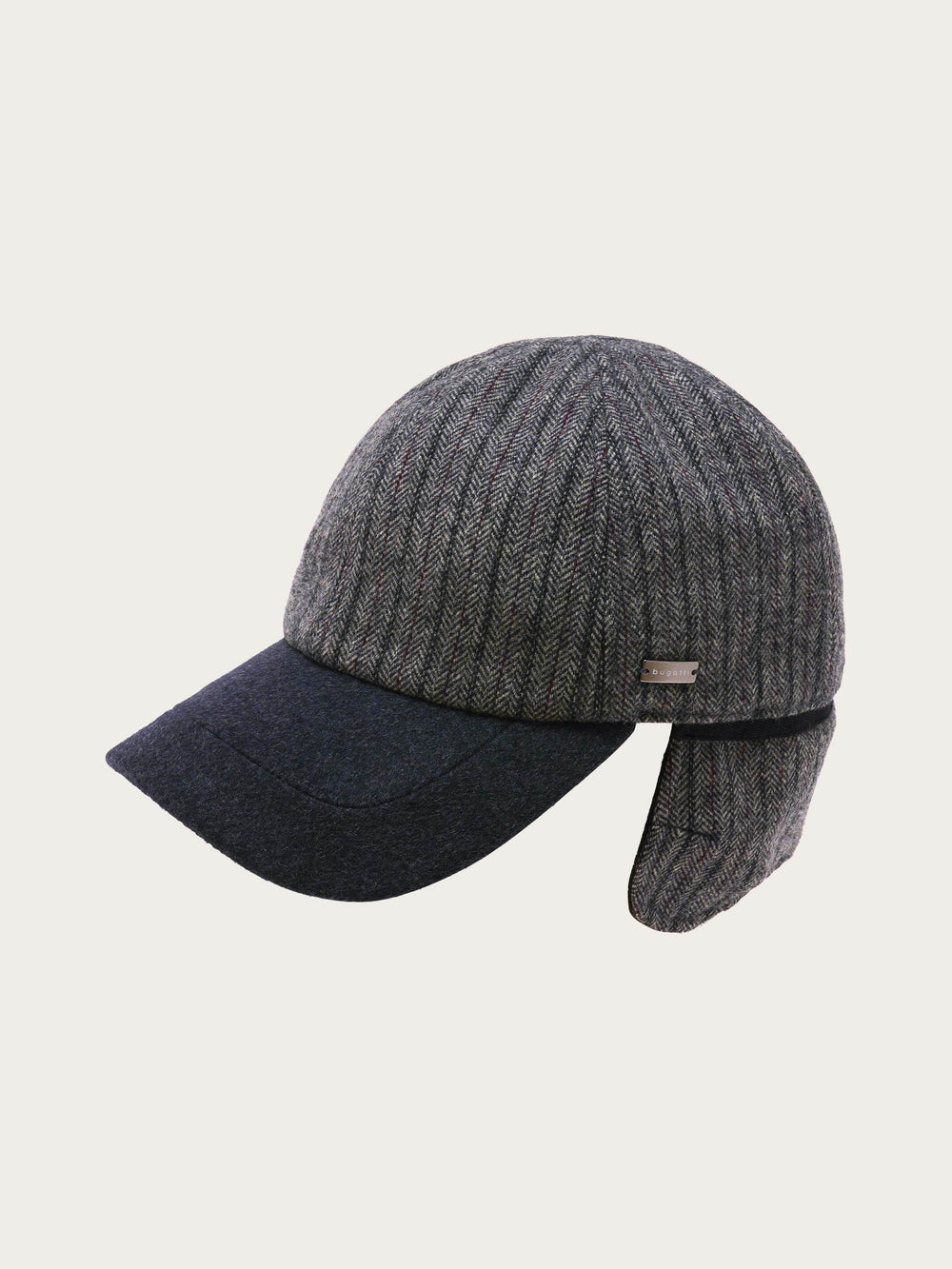 Winddichte bugatti Basecap mit Fischgrät-Design und Ohrenklappen