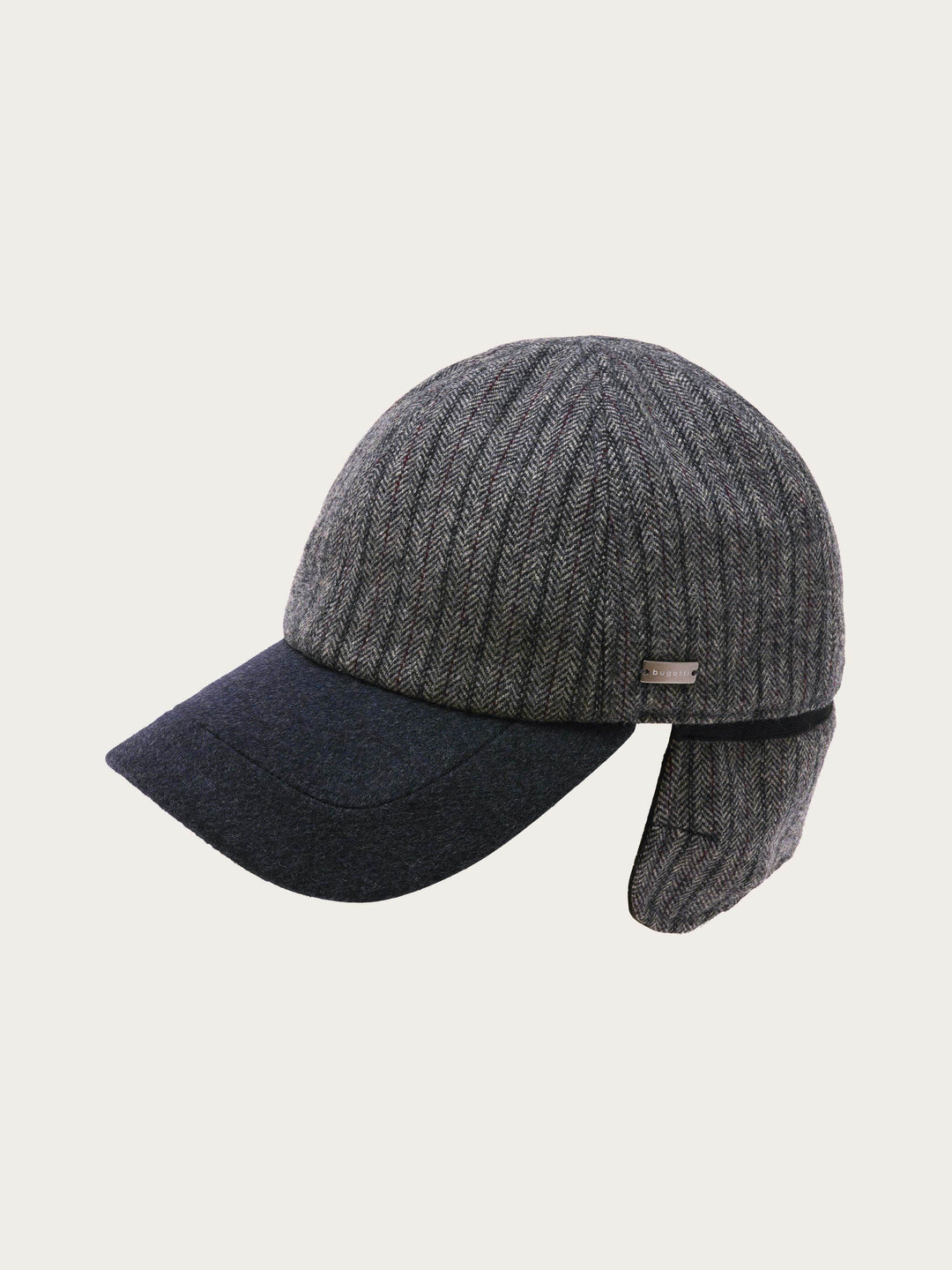 Winddichte bugatti Basecap mit Fischgrät-Design und Ohrenklappen