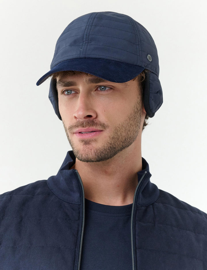 Winddichte bugatti Basecap in Stepp-Optik mit Ohrenklappen