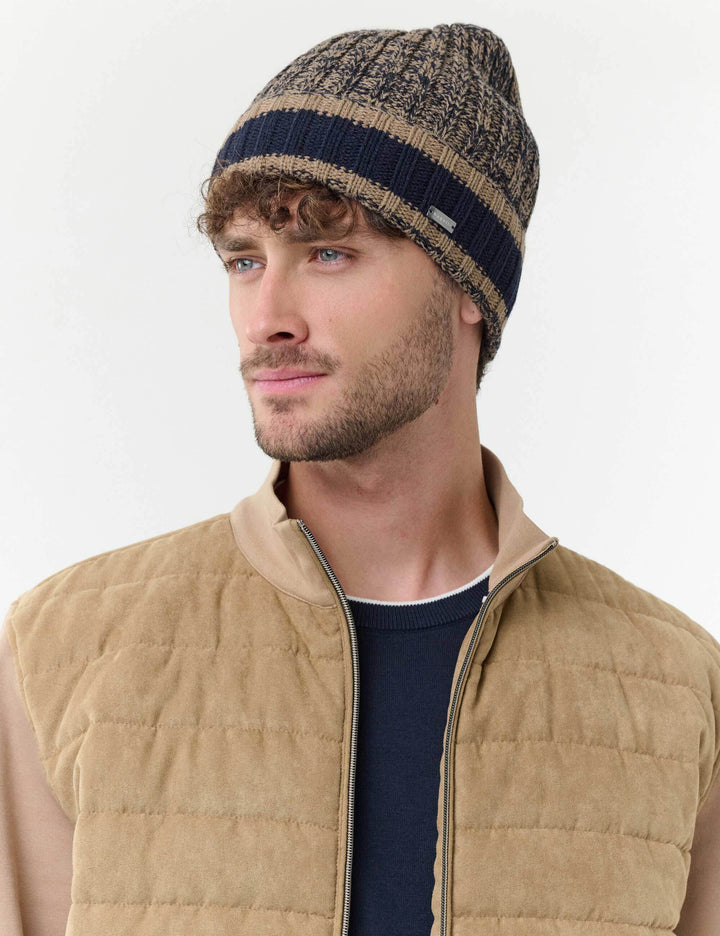 Melierte bugatti Beanie mit farblich abgesetzem Umschlag
