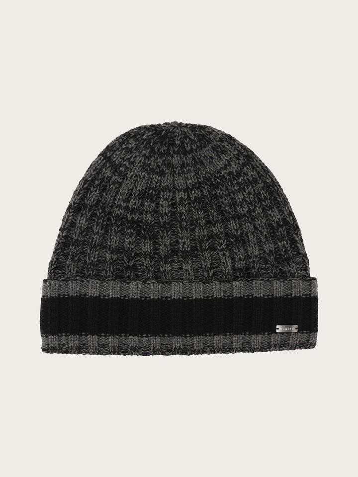 Melierte bugatti Beanie mit farblich abgesetzem Umschlag